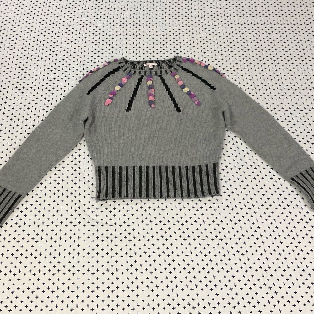 Olympia Le-Tan Cashmere Margot Embroidered Sweater in Grey Medium - Picture 12 of 15